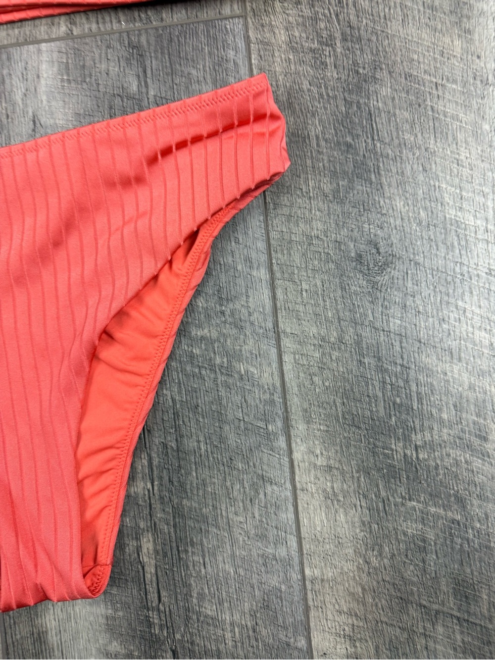 Aerie Coral Ribbed Bikini Set - Picture 2 of 10